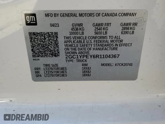 ✅ 2024 Chevrolet Silverado 2500HD • VIN: 2GC1YPEY6R1104367 • Lot: 51783695. Wystawiony na Copart z przebiegiem 59 283 mil. Bezpłatny archiwum sprzedaży aukcyjnych z USA i szczegółowy raport historii pojazdu na DreamBid. Zdjęcie 14.