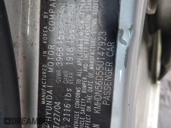 ✅ 2005 Hyundai Elantra GLS • VIN: KMHDN56D55U147923 • Lot: 44841615. Wystawiony na Copart z przebiegiem Nie podano. Bezpłatny archiwum sprzedaży aukcyjnych z USA i szczegółowy raport historii pojazdu na DreamBid. Zdjęcie 12.