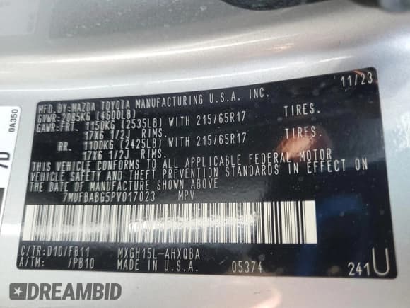 ✅ 2023 Toyota Corolla Cross Hybrid S • VIN: 7MUFBABG5PV017023 • Lot: 90942025. Listed on Copart with 18,740 mi. Free auction sales archive from the USA and detailed vehicle history report at DreamBid. Image 13.