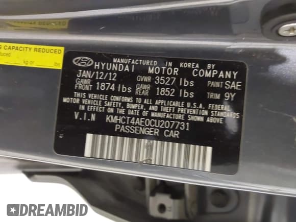 ✅ 2012 Hyundai Accent GLS • VIN: KMHCT4AE0CU207731 • Лот: 43459124. Опубликован ранее на IAAI с пробегом 100 947 миль. Бесплатный доступ к архиву аукционных продаж из США и подробный отчёт об истории автомобиля на DreamBid. Изображение 9.