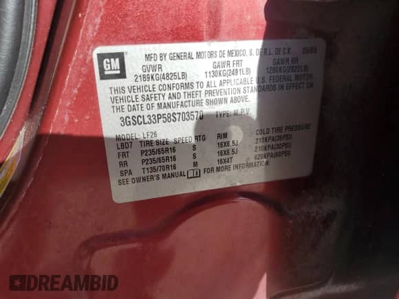 2008 Saturn VUE XE с VIN 3GSCL33P58S703570, выставлен на аукционе Copart как лот 80116134 с пробегом 75 131 миль миль и Чистый • Clean title. История ставок и продаж доступна на DreamBid. Изображение 13.