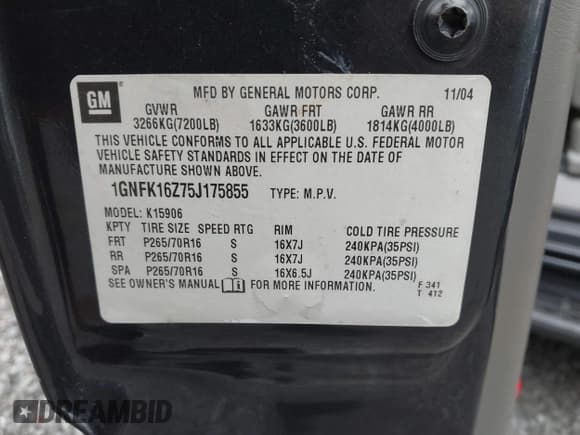 ✅ 2005 Chevrolet Suburban LT • VIN: 1GNFK16Z75J175855 • Лот: 43008638. Опубликован ранее на IAAI с пробегом 219 196 миль. Бесплатный доступ к архиву аукционных продаж из США и подробный отчёт об истории автомобиля на DreamBid. Изображение 9.