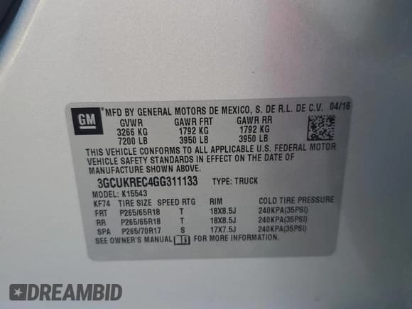 ✅ 2016 Chevrolet Silverado 1500 LT • VIN: 3GCUKREC4GG311133 • Лот: 71350074. Опубликован ранее на Copart с пробегом 80 845 миль. Бесплатный доступ к архиву аукционных продаж из США и подробный отчёт об истории автомобиля на DreamBid. Изображение 12.