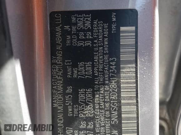 2008 Hyundai Santa Fe GLS z VIN 5NMSG13D28H173443, wystawiony jako Copart lot #74876084 z przebiegiem 101 307 mil mil oraz Szkoda całkowita • Salvage title. Historia ofert i sprzedaży dostępna na DreamBid. Obrazek 13.