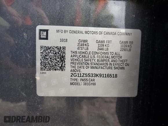 ✅ 2019 Chevrolet Impala LT • VIN: 2G11Z5S33K9116518 • Лот: 76169214. Опубликован ранее на Copart с пробегом 139 074 миль. Бесплатный доступ к архиву аукционных продаж из США и подробный отчёт об истории автомобиля на DreamBid. Изображение 12.