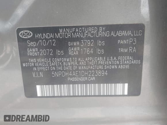 ✅ 2013 Hyundai Elantra GLS • VIN: 5NPDH4AE1DH223894 • Lot: 42718382. Listed on IAAI with 135,798 mi. Free auction sales archive from the USA and detailed vehicle history report at DreamBid. Image 9.