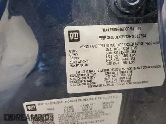 ✅ 2022 Chevrolet Silverado 1500 LT Trail Boss • VIN: 3GCUDFED3NG613754 • Lot: 63392535. Wystawiony na Copart z przebiegiem 28 408 mil. Bezpłatny archiwum sprzedaży aukcyjnych z USA i szczegółowy raport historii pojazdu na DreamBid. Zdjęcie 12.