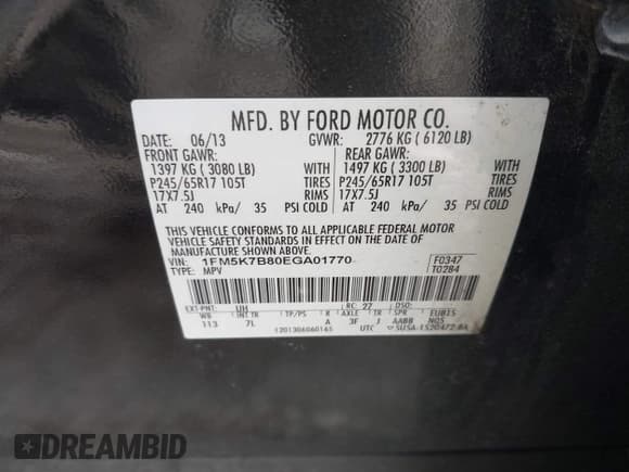 ✅ 2014 Ford Explorer • VIN: 1FM5K7B80EGA01770 • Lot: 43789054. Wystawiony na IAAI z przebiegiem 239 499 mil. Bezpłatny archiwum sprzedaży aukcyjnych z USA i szczegółowy raport historii pojazdu na DreamBid. Zdjęcie 9.