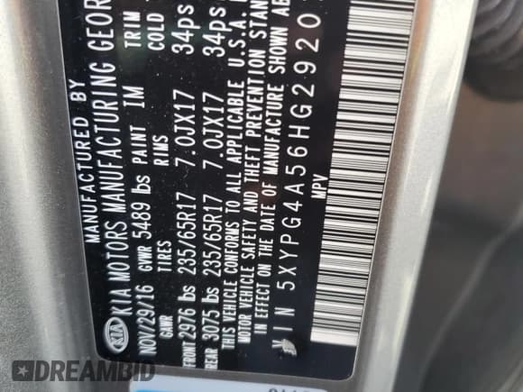 ✅ 2017 Kia Sorento LX • VIN: 5XYPG4A56HG292013 • Lot: 90877195. Listed on Copart with 208,874 mi. Free auction sales archive from the USA and detailed vehicle history report at DreamBid. Image 13.