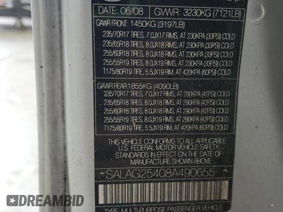 ✅ 2008 Land Rover LR3 HSE • VIN: SALAG25408A490655 • Лот: 55213845. Опубликован ранее на Copart с пробегом 117 814 миль. Бесплатный доступ к архиву аукционных продаж из США и подробный отчёт об истории автомобиля на DreamBid. Изображение 13.