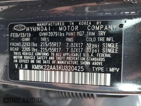 ✅ 2019 Hyundai Kona SEL • VIN: KM8K22AA1KU320425 • Лот: 69321573. Опубликован ранее на Copart с пробегом 82 913 миль. Бесплатный доступ к архиву аукционных продаж из США и подробный отчёт об истории автомобиля на DreamBid. Изображение 15.