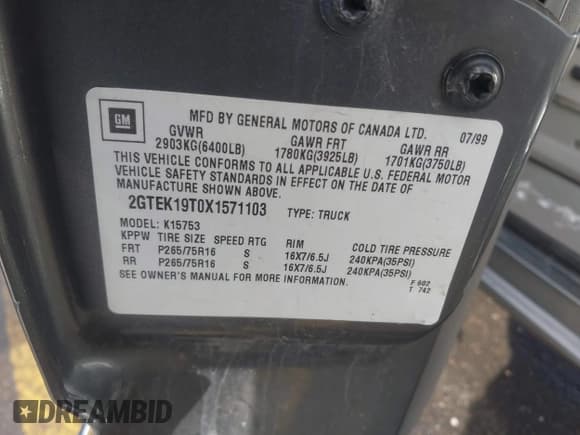 ✅ 1999 GMC Sierra 1500 SLE • VIN: 2GTEK19T0X1571103 • Лот: 41803379. Опубликован ранее на IAAI с пробегом 232 933 миль. Бесплатный доступ к архиву аукционных продаж из США и подробный отчёт об истории автомобиля на DreamBid. Изображение 9.
