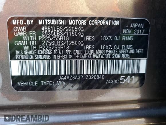 2018 Mitsubishi Outlander ES z VIN JA4AZ3A32JZ026840, wystawiony jako Copart lot #82738415 z przebiegiem Nie podano mil oraz Czysty tytuł • Clean title. Historia ofert i sprzedaży dostępna na DreamBid. Obrazek 14.
