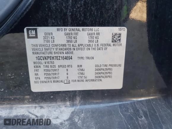 ✅ 2014 Chevrolet Silverado 1500 Work Truck • VIN: 1GCVKPEH7EZ164694 • Lot: 43699161. Listed on IAAI with 137,302 mi. Free auction sales archive from the USA and detailed vehicle history report at DreamBid. Image 9.