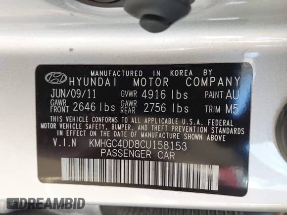 ✅ 2012 Hyundai Genesis 3.8L • VIN: KMHGC4DD8CU158153 • Lot: 43446271. Listed on IAAI with 190,598 mi miles. Access the free auction sales archive from the USA and view a detailed vehicle history report at DreamBid. Image 9.