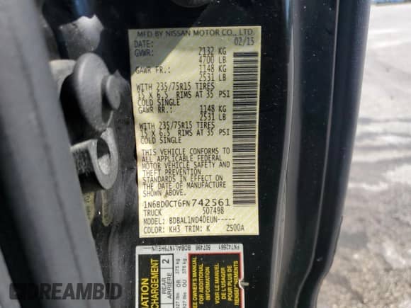 2015 Nissan Frontier S z VIN 1N6BD0CT6FN742561, wystawiony jako Copart lot #66447385 z przebiegiem 141 701 mil mil oraz Szkoda całkowita • Salvage title. Historia ofert i sprzedaży dostępna na DreamBid. Obrazek 12.