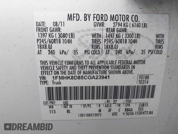 ✅ 2012 Ford Explorer XLT • VIN: 1FMHK8D85CGA23941 • Лот: 43579649. Опубликован ранее на IAAI с пробегом 167 199 миль. Бесплатный доступ к архиву аукционных продаж из США и подробный отчёт об истории автомобиля на DreamBid. Изображение 9.