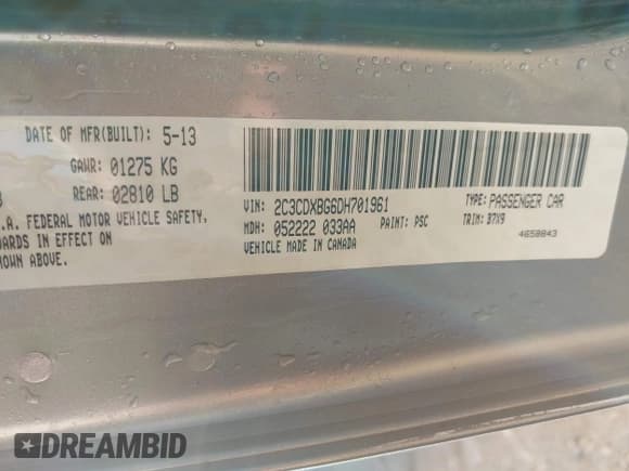 ✅ 2013 Dodge Charger SE • VIN: 2C3CDXBG6DH701961 • Lot: 43355152. Listed on IAAI with 113,746 mi. Free auction sales archive from the USA and detailed vehicle history report at DreamBid. Image 9.