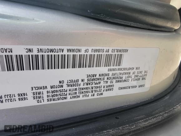 ✅ 2005 Subaru Baja Turbo • VIN: 4S4BT63C956106083 • Lot: 45593235. Wystawiony na Copart z przebiegiem 205 561 mil. Bezpłatny archiwum sprzedaży aukcyjnych z USA i szczegółowy raport historii pojazdu na DreamBid. Zdjęcie 10.