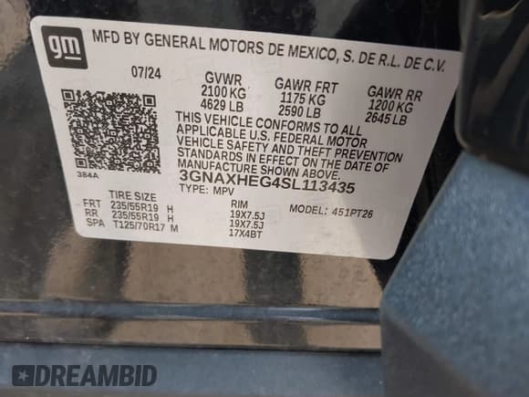 ✅ 2025 Chevrolet Equinox FWD LT • VIN: 3GNAXHEG4SL113435 • Lot: 42384801. Wystawiony na IAAI z przebiegiem 11 627 mil. Bezpłatny archiwum sprzedaży aukcyjnych z USA i szczegółowy raport historii pojazdu na DreamBid. Zdjęcie 9.