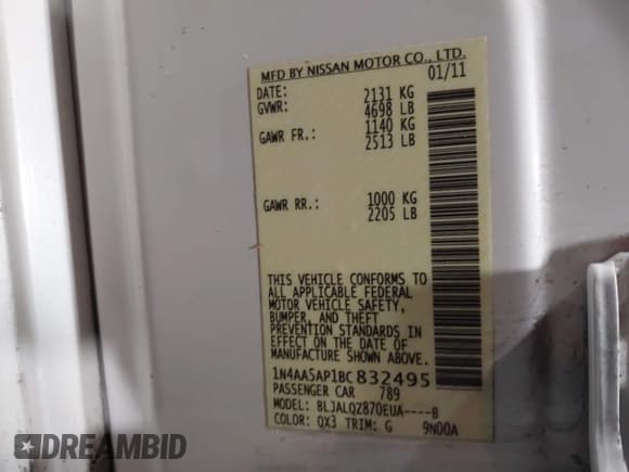 ✅ 2011 Nissan Maxima SV • VIN: 1N4AA5AP1BC832495 • Лот: 42208141. Опубликован ранее на IAAI с пробегом 128 464 миль. Бесплатный доступ к архиву аукционных продаж из США и подробный отчёт об истории автомобиля на DreamBid. Изображение 9.