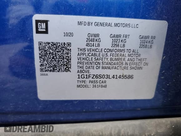 ✅ 2020 Chevrolet Bolt EV Premier • VIN: 1G1FZ6S03L4145586 • Лот: 76637884. Опубликован ранее на Copart с пробегом Не указан. Бесплатный доступ к архиву аукционных продаж из США и подробный отчёт об истории автомобиля на DreamBid. Изображение 13.