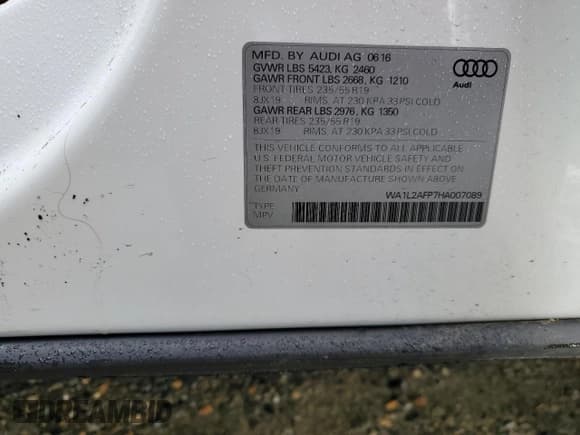 ✅ 2017 Audi Q5 Premium Plus • VIN: WA1L2AFP7HA007089 • Lot: 93469535. Wystawiony na Copart z przebiegiem 110 262 mil. Bezpłatny archiwum sprzedaży aukcyjnych z USA i szczegółowy raport historii pojazdu na DreamBid. Zdjęcie 14.