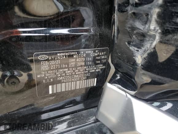 2021 Hyundai Ioniq Limited с VIN KMHC05LC8MU251682, выставлен на аукционе Copart как лот 64379394 с пробегом 20 225 миль миль и Списание • Salvage title. История ставок и продаж доступна на DreamBid. Изображение 14.