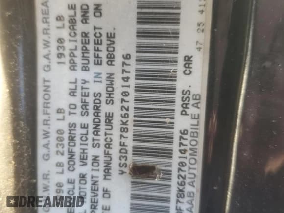 ✅ 2002 Saab 9-3 SE • VIN: YS3DF78K627014776 • Lot: 82472764. Wystawiony na Copart z przebiegiem 200 102 mil. Bezpłatny archiwum sprzedaży aukcyjnych z USA i szczegółowy raport historii pojazdu na DreamBid. Zdjęcie 12.