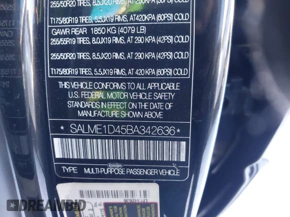 ✅ 2011 Land Rover Range Rover HSE • VIN: SALME1D45BA342636 • Lot: 43914097. Wystawiony na IAAI z przebiegiem 247 243 mil. Bezpłatny archiwum sprzedaży aukcyjnych z USA i szczegółowy raport historii pojazdu na DreamBid. Zdjęcie 9.