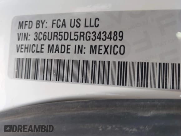 ✅ 2024 Ram 2500 Big Horn • VIN: 3C6UR5DL5RG343489 • Lot: 43901688. Listed on IAAI with 38,690 mi. Free auction sales archive from the USA and detailed vehicle history report at DreamBid. Image 8.