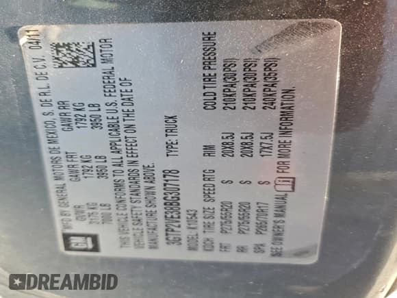 ✅ 2011 GMC Sierra 1500 SLE • VIN: 3GTP2VE38BG307178 • Lot: 93957005. Listed on Copart with 271,166 mi. Free auction sales archive from the USA and detailed vehicle history report at DreamBid. Image 12.