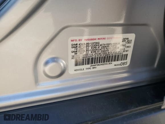 ✅ 2016 Mitsubishi Outlander ES • VIN: JA4AP3AUXGZ041304 • Lot: 87063745. Listed on Copart with 173,268 mi. Free auction sales archive from the USA and detailed vehicle history report at DreamBid. Image 13.