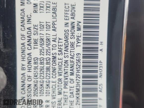 ✅ 2015 Honda CR-V EX-L • VIN: 2HKRM3H72FH525619 • Лот: 91133665. Опубликован ранее на Copart с пробегом 147 175 миль. Бесплатный доступ к архиву аукционных продаж из США и подробный отчёт об истории автомобиля на DreamBid. Изображение 12.