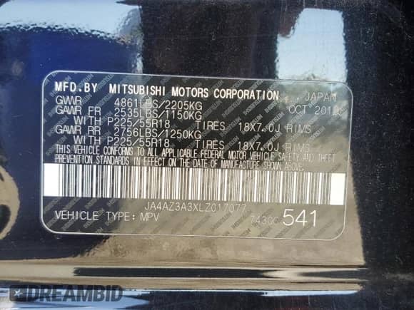 ✅ 2020 Mitsubishi Outlander ES • VIN: JA4AZ3A3XLZ017077 • Лот: 87377755. Опубликован ранее на Copart с пробегом 36 112 миль. Бесплатный доступ к архиву аукционных продаж из США и подробный отчёт об истории автомобиля на DreamBid. Изображение 12.