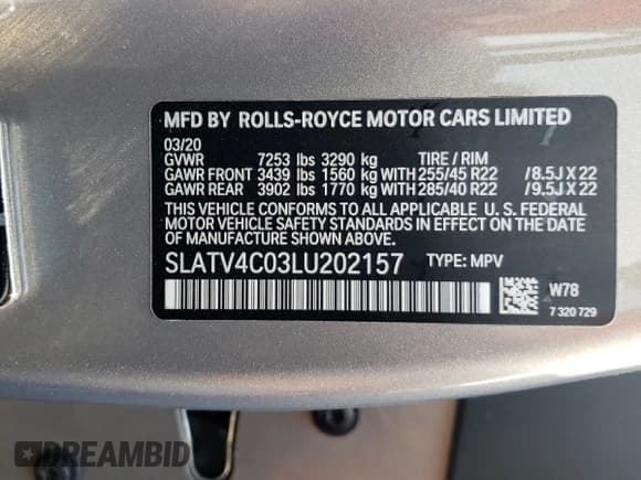 ✅ 2020 Rolls-Royce Cullinan • VIN: SLATV4C03LU202157 • Lot: 51245311. Wystawiony na Copart z przebiegiem Nie podano. Bezpłatny archiwum sprzedaży aukcyjnych z USA i szczegółowy raport historii pojazdu na DreamBid. Zdjęcie 10.