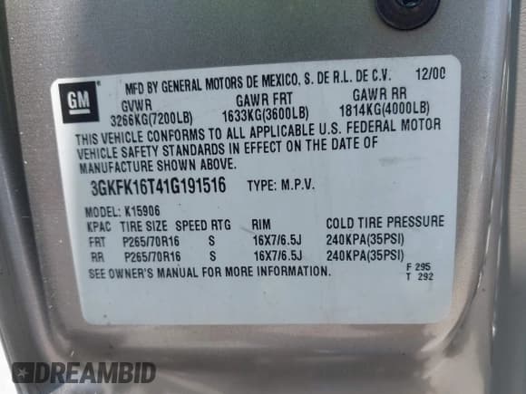 ✅ 2001 GMC Yukon XL SLT • VIN: 3GKFK16T41G191516 • Lot: 42759293. Wystawiony na IAAI z przebiegiem 374 475 mil. Bezpłatny archiwum sprzedaży aukcyjnych z USA i szczegółowy raport historii pojazdu na DreamBid. Zdjęcie 9.