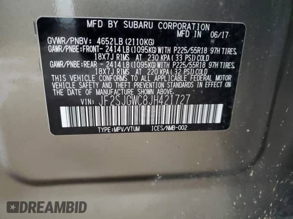 2018 Subaru Forester Touring с VIN JF2SJGWC8JH421727, выставлен на аукционе Copart как лот 68201515 с пробегом 84 424 миль миль и Списание • Salvage title. История ставок и продаж доступна на DreamBid. Изображение 14.