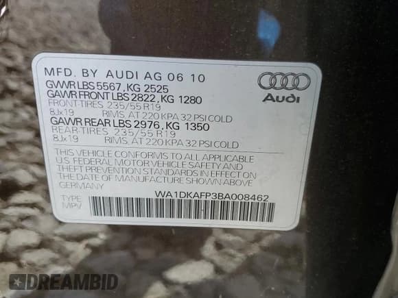 ✅ 2011 Audi Q5 Premium Plus • VIN: WA1DKAFP3BA008462 • Лот: 53685295. Опубликован ранее на Copart с пробегом 197 873 миль. Бесплатный доступ к архиву аукционных продаж из США и подробный отчёт об истории автомобиля на DreamBid. Изображение 13.
