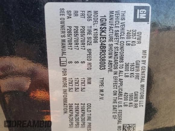 ✅ 2011 Chevrolet Suburban LT • VIN: 1GNSKJE34BR338003 • Lot: 70700754. Wystawiony na Copart z przebiegiem Nie podano. Bezpłatny archiwum sprzedaży aukcyjnych z USA i szczegółowy raport historii pojazdu na DreamBid. Zdjęcie 13.