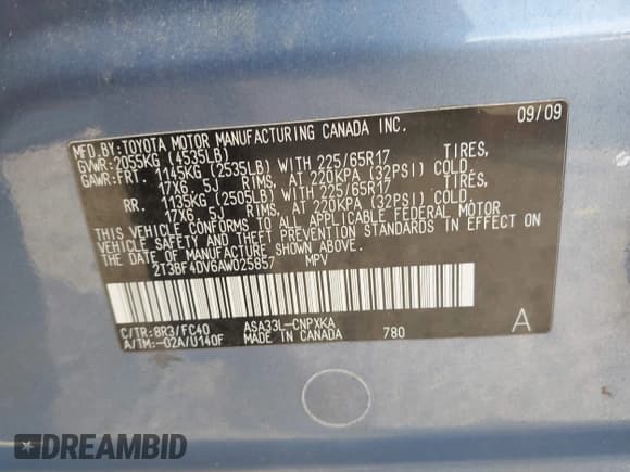 ✅ 2010 Toyota RAV4 • VIN: 2T3BF4DV6AW025857 • Lot: 43708076. Wystawiony na IAAI z przebiegiem 233 338 mil. Bezpłatny archiwum sprzedaży aukcyjnych z USA i szczegółowy raport historii pojazdu na DreamBid. Zdjęcie 9.