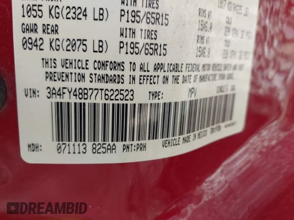 ✅ 2007 Chrysler PT Cruiser • VIN: 3A4FY48B77T622523 • Lot: 43763421. Listed on IAAI with 85,188 mi. Free auction sales archive from the USA and detailed vehicle history report at DreamBid. Image 9.