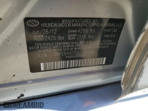 ✅ 2013 Hyundai Sonata GLS • VIN: 5NPEB4AC1DH555449 • Lot: 63909964. Listed on Copart with 285,813 mi. Free auction sales archive from the USA and detailed vehicle history report at DreamBid. Image 12.