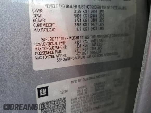 2021 Chevrolet Silverado 1500 Custom z VIN 1GCRYBEH2MZ190606, wystawiony jako Copart lot #85886485 z przebiegiem 178 895 mil mil oraz Nie do naprawy • Non repairable. Historia ofert i sprzedaży dostępna na DreamBid. Obrazek 12.