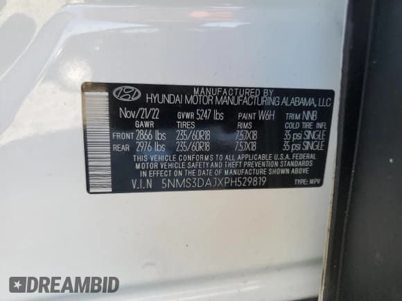 ✅ 2023 Hyundai Santa Fe SEL • VIN: 5NMS3DAJXPH529819 • Lot: 86148415. Wystawiony na Copart z przebiegiem 72 863 mil. Bezpłatny archiwum sprzedaży aukcyjnych z USA i szczegółowy raport historii pojazdu na DreamBid. Zdjęcie 13.