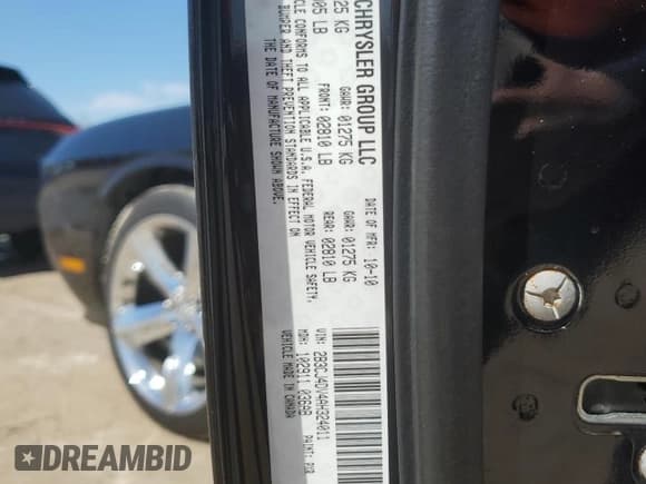 ✅ 2010 Dodge Challenger SE • VIN: 2B3CJ4DV4AH324011 • Lot: 45594515. Wystawiony na Copart z przebiegiem 105 046 mil. Bezpłatny archiwum sprzedaży aukcyjnych z USA i szczegółowy raport historii pojazdu na DreamBid. Zdjęcie 12.