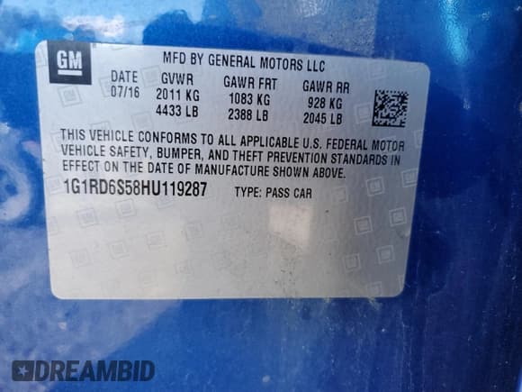 ✅ 2017 Chevrolet Volt Premier • VIN: 1G1RD6S58HU119287 • Lot: 75868693. Wystawiony na Copart z przebiegiem 82 165 mil. Bezpłatny archiwum sprzedaży aukcyjnych z USA i szczegółowy raport historii pojazdu na DreamBid. Zdjęcie 13.