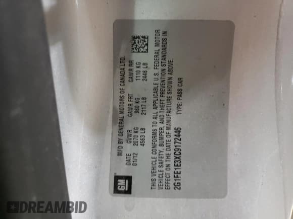 ✅ 2012 Chevrolet Camaro 1LS • VIN: 2G1FE1E3XC9172446 • Лот: 89338305. Опубликован ранее на Copart с пробегом 140 342 миль. Бесплатный доступ к архиву аукционных продаж из США и подробный отчёт об истории автомобиля на DreamBid. Изображение 15.