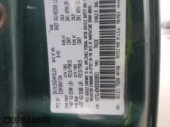 ✅ 2002 Dodge Dakota SLT • VIN: 1B7GL42X52S528521 • Lot: 85598784. Wystawiony na Copart z przebiegiem 168 740 mil. Bezpłatny archiwum sprzedaży aukcyjnych z USA i szczegółowy raport historii pojazdu na DreamBid. Zdjęcie 12.