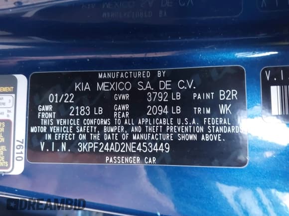 ✅ 2022 Kia Forte LXS • VIN: 3KPF24AD2NE453449 • Лот: 43517125. Опубликован ранее на IAAI с пробегом 60 402 миль. Бесплатный доступ к архиву аукционных продаж из США и подробный отчёт об истории автомобиля на DreamBid. Изображение 9.